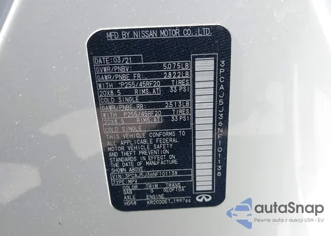 2022 Infiniti Qx55 Luxe Awd from USA, damaged, VIN 3PCAJ5J36NF101138